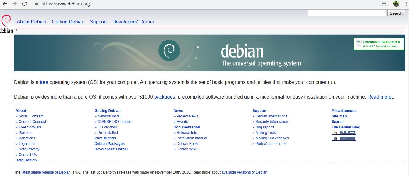 Debian Wesite yang terlihat lebih modern daripada Slackware