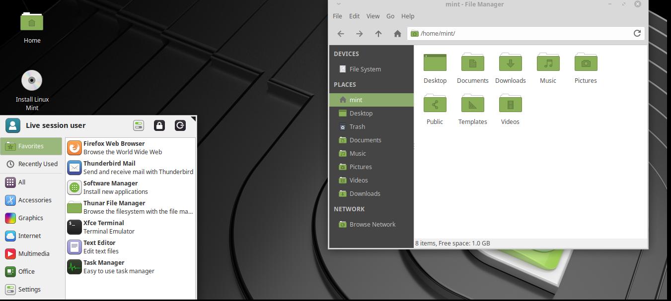 Tampilan Linux Mint Xfce